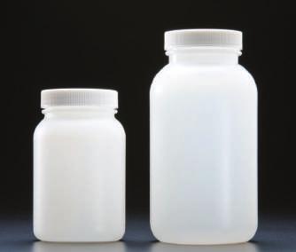 High Density Polyethylene Wide Mouth Jars - Preassembled with foamed polyethylene lined polypropylene closures - All HDPE bottles and jars are also available with PTFE-lined closures or unlined
