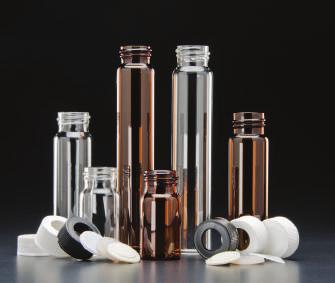 Environmental Vials, Closures and Septum - Available in clear or amber borosilicate glass - Choice of closure and liner, including patented Top Hat liner system - Fixed (bonded) closures eliminate