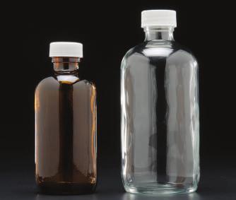 Boston Round Glass Bottles - Available in clear or amber borosilicate glass - Choice of closure and liner - Available in standard, precleaned or precleaned/certified in accordance with recommended E.