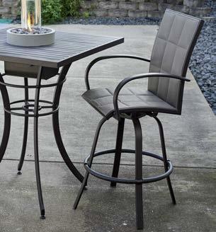 empire collection EMPIRE BAR STOOLS Outdoor-rated fabric padded sling in Taupe Powder coated aluminum