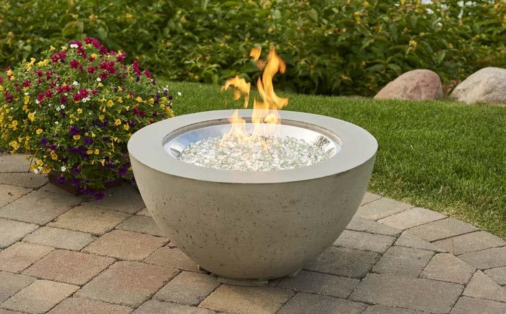38 CV-20 cove 12 fire pit bowl CV-20 with GLASS GUARD-20-R Natural Grey Supercast bowl with 12 round