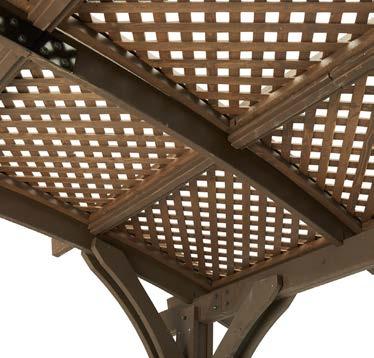 Optional lattice shade roof, wood privacy wall,