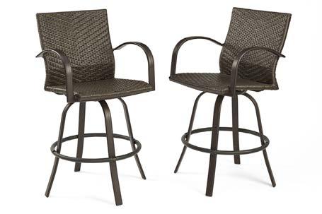 empire collection EMPIRE BAR STOOLS Outdoor-rated fabric padded sling in Taupe Powder-coated