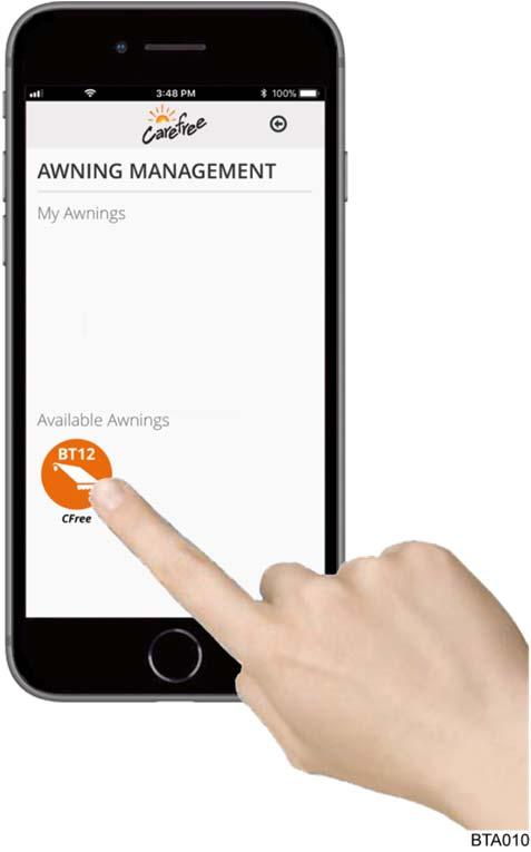 ensure your mobile device is positioned closest to the awning prior to completing steps 1-