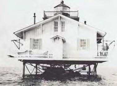 It was originally thought that the Roanoke River Lighthouse could remain at land; however complications arose and it was decided to put the lighthouse on pilings near