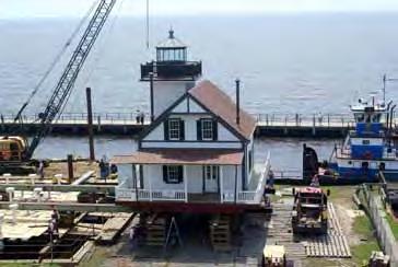 The lighthouse was moved to its new site on rollers that moved the structure about three feet at a time and was accomplished in less than a day s time.
