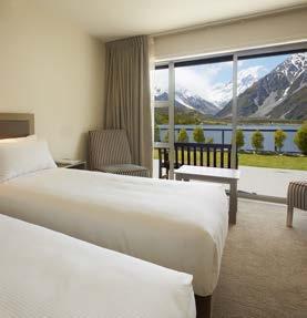 Our top floor Premium Plus rooms have incredible views of Aoraki Mount Cook through large picture windows.