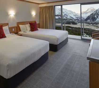 Premium rooms are available with 1 King size bed or 2 Queen size beds. Free Wifi. STANDARD MT COOK VIEW 42 rooms available, maximum 2 people per room.