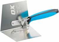 Plastering & Dry Lining Tools PRO DRY WALL INTERNAL CORNER TROWEL Flexible stainless steel blade Strong aluminium mounting Flexes for perfect 90 corners DURAGRIP handle for extreme comfort OX-P013001