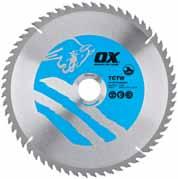 TCTW WOOD CUTTING BLADE Product Code Barcode Dia (mm) Bore (mm) Teeth Kerf / Plate Type List Price OX-TCTW-1602020 5060359911803 160 20 20 2.6/1.8 ATB 7.22 OX-TCTW-1602040 5060359911810 160 20 40 2.