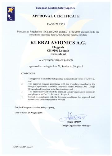 CERTIFICATION Certificate EASA Part 21J Design Organization Certificate EASA Part 21G Production Organization Certificate EASA