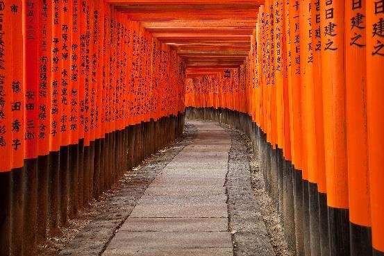 Day 10: Kyoto - Nara Travel 1 hour to Nara, stopping en route at the mesmerising Fushimi Inari Shrine. The Fushimi Inari Shrine stretches from the bottom to the top of Mount Inari (233 metres high).