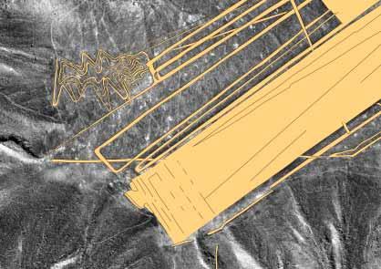 aerial images (top), vectors marking geoglyph outlines