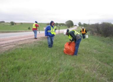 In spite of it all, there were 3 brave souls that showed up to do our civic duty to clean up our section of Highway 36.