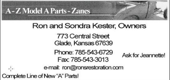 Verl A. Chase Jr. Owners NEW PARTS Come to the "Best in the Midwest" for your new Model 'T' and 'A' parts.