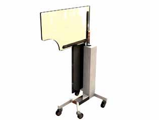 dimensions 76cm x 190xm (fully extended) AMS - 076994 Height adjustable viewing screen with corner cut-out to extend over patient Screen height adjustable from 145cm to 177cm Sliding adjustable lower