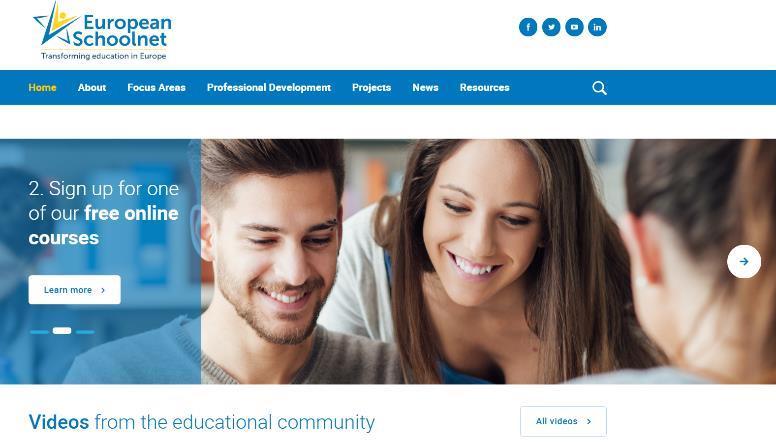 Str. 88 European Schoolnet Portal koji redovito provodi mrežne edukacije i okuplja obrazovne djelatnike iz cijele Europe (European Schoolnet, 2017).