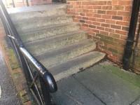 The going of the step(s) is/are not between 30cm and 45cm. There is a/are handrail(s) at the step(s).
