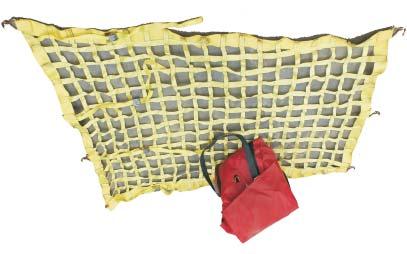 Has a 2" seat belt as handles and a wooden bottomcovered by vinyl. The bag is made out of durable yellow 18 oz.