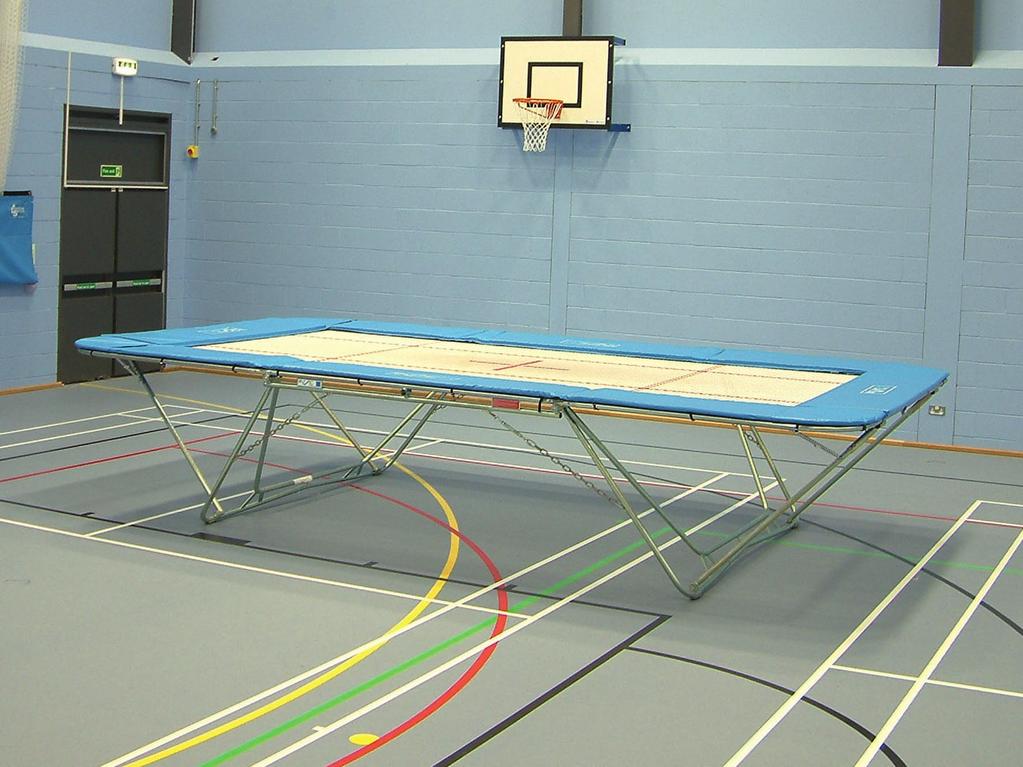 TRAMPOLINES All trampolines conform to SEN 9 LIFT/LOWER ROLLER STANDS: Available on all size trampolines (except safety side models).