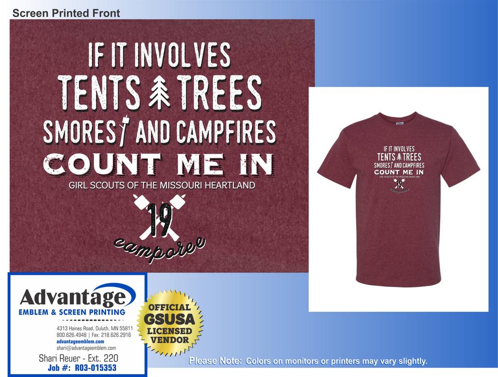 Camporee T-Shirt Order Form Please return this form and payment to any GSMH Service Center. Deadline to order is March 11. We will have limited quantity available for purchase at the event.