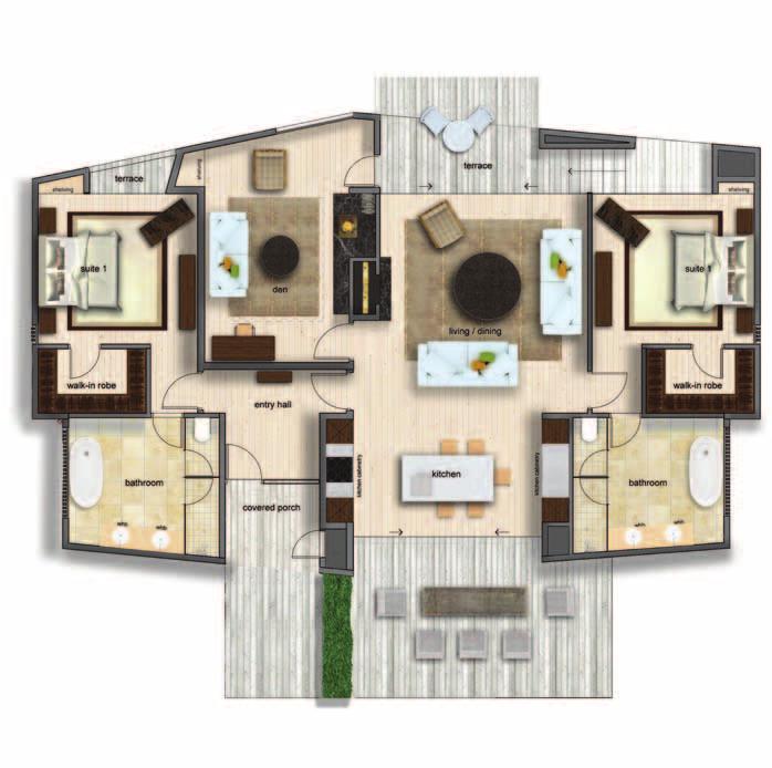 FLOOR PLAN LARGE DOUBLE KEY VILLA FLOOR PLAN Floor area: Dual key villa: 168m2 Deck area: Dual key