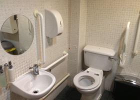 accessible toilet that also has baby changing facilities.