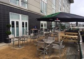 The terrace can be accessed from the restaurant however there is a 135mm step The patio is