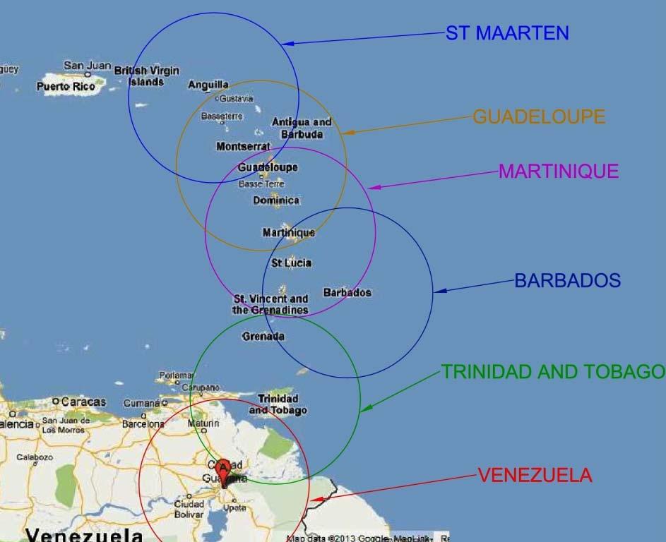 RADAR Sharing: Guadeloupe (June 2009) Martinique (June 2009) Barbados (April 2013) Venezuela ( To Be Determined) St.