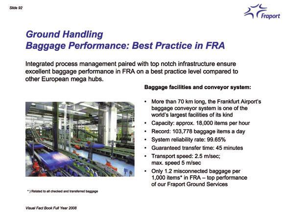 48 Visual Fact Book Full Year 2008 Slide 92 91 Ground Handling Core Business Area: Central Infrastructure 2008 Central Infrastructure Sole provider Provision of infrastructure,