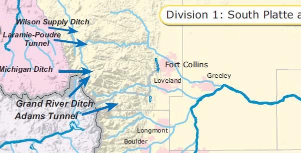 Other Transbasin Diversions Roughly 10% of the water in the Poudre is diverted