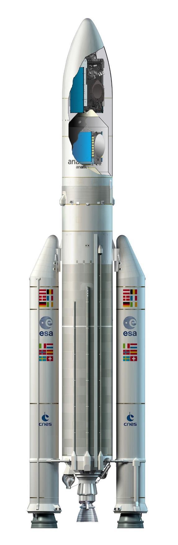 ARIANE 5 ECA LAUNCH VEHICLE The launcher is delivered to Arianespace by ArianeGroup as production prime contractor. Fairing (RUAG Space): 17 m. Mass: 2.4 t.