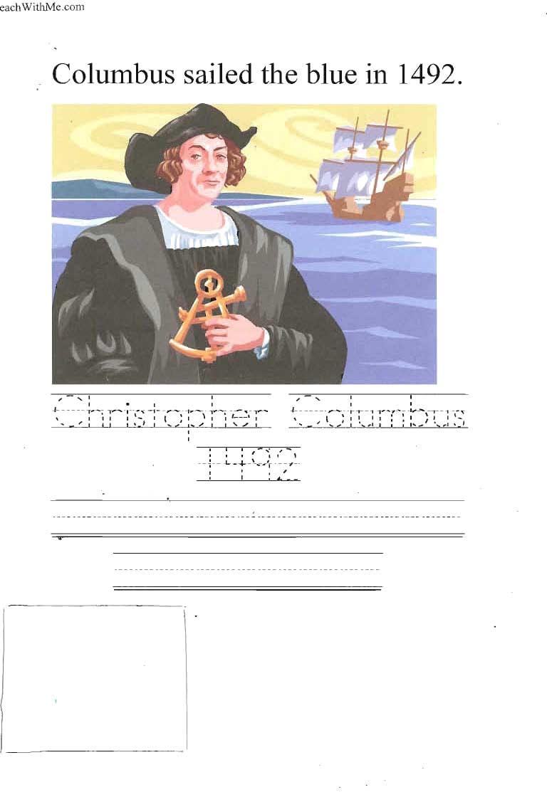 TeachWithMe.com Columbus sailed the blue in 1492. " ",, " " -I------ T... --;, --(_... ~- -""---,- -:7--\ -1'...---. -(=~I-~_,I... './ '''' '".