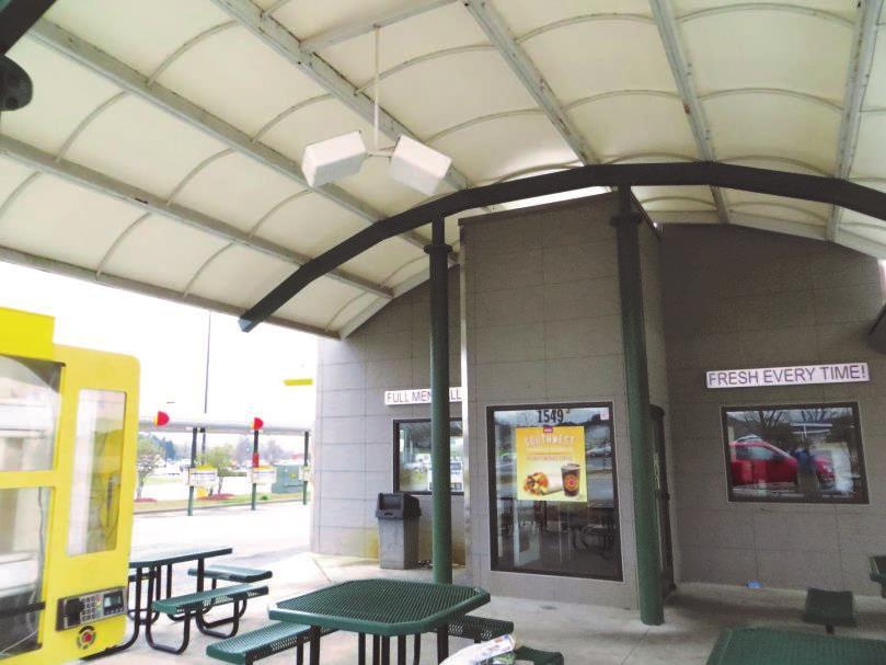 kiosks intact Canopy on parking lot
