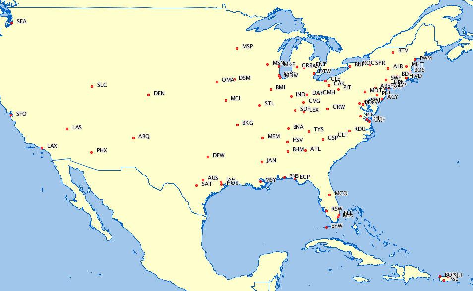 Connections Within the USA For those who do not have direct flights into Orlando, there are direct flights though all of the major USA