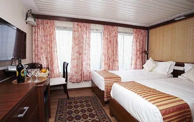 Accommodation All cabins incorporate satellite TV, personal safe, mini bar, in-house telephone and en-suite bathrooms.