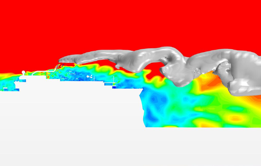 Using Simcenter STAR-CCM+ enables simulation of the plume behavior on the full-scale ship geometry. parts per million of diesel fumes will make passengers uncomfortable.