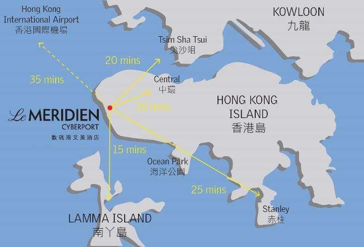 OUR LOCATION CYBERPORT Located in the Tranquil Southside of Hong Kong island 15 minutes from Central and Causeway Bay 35 minutes from the Hong Kong International Airport 10 minutes from Wong Chuk