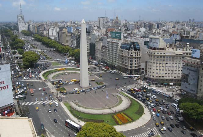 The capital and largest city in Argentina is Buenos Aires. Its population is more than fifteen million people. Buenos Aires the name means fair winds boasts the widest street in the world.
