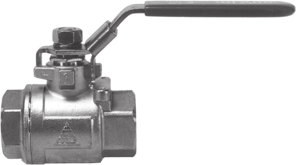 1½" and 2" available in full port design sliding lock mechanism reduced port with locking handle female NPT x female NPT for use in water, oil and gas rated to 800 PSI WOG; 100 PSI saturated  1½" and