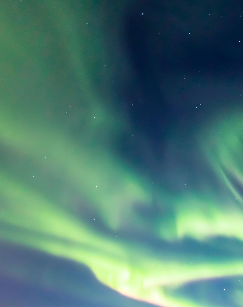 NORTHERN LIGHTS CAN BE SEEN BETWEEN LATE AUGUST UNTIL LATE APRIL.