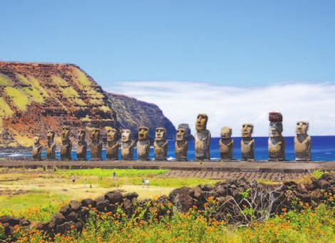 Write your answers on the lines below. 1. Why do you think the people of Easter Island carved and set up the statues? Tall statues look out over a quiet island. 2.