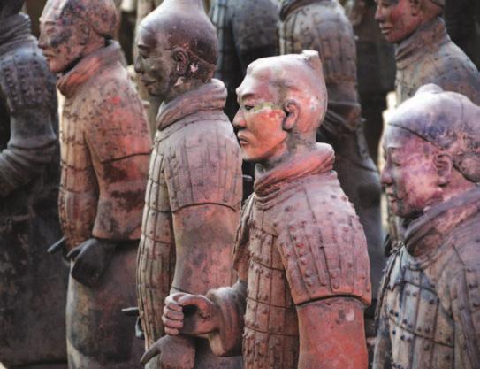 Unit Review Terra Cotta Warriors An army of more than 1,000 warriors stands ready to fight. They are there to defend the first emperor who united China. They are wearing their armor.