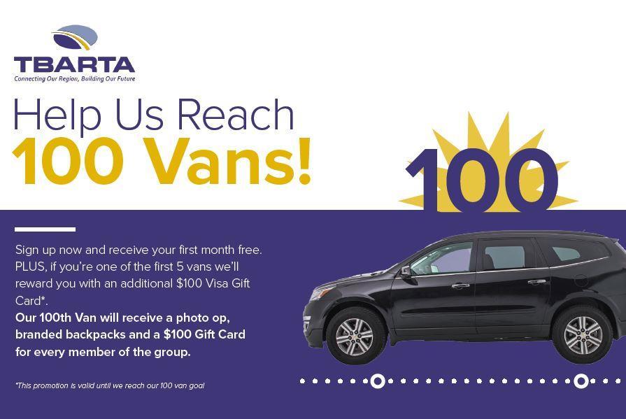 Now until 100 th Vanpool 1 st Month Free