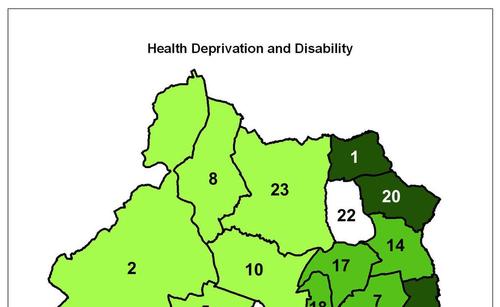 Deprivation: People in the area are experiencing varying levels of health inequality.