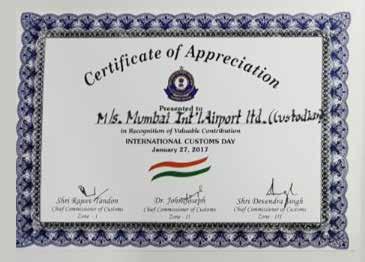 in Mumbai GVK MIAL Cargo was awarded the Certificate of Merit on