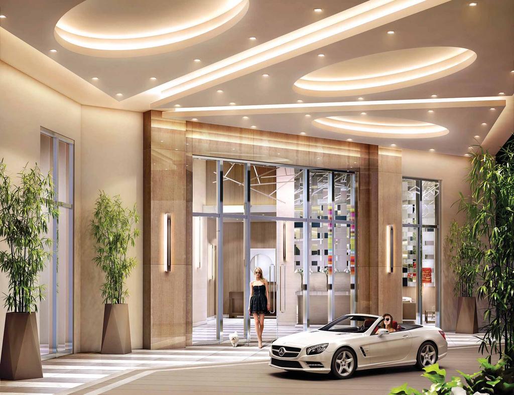MAKE YOUR ENTRANCE NINE s elegant private porte-cochere welcomes residents and their guests into a contemporary paradise designed to impress.