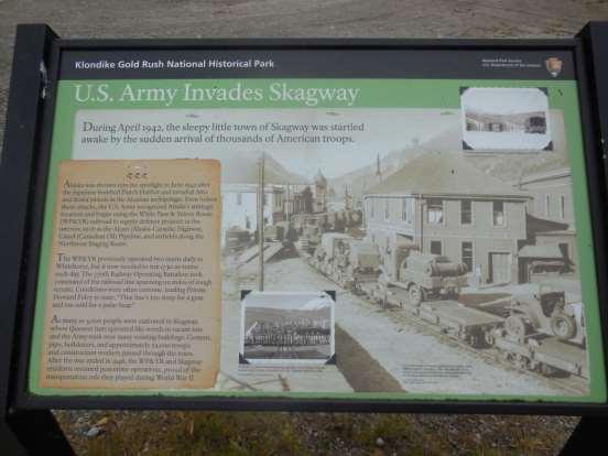 Sign: US Army invades Skagway.