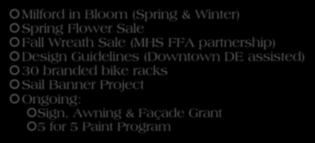 Design Guidelines (Downtown DE assisted) 30 branded bike racks Sail