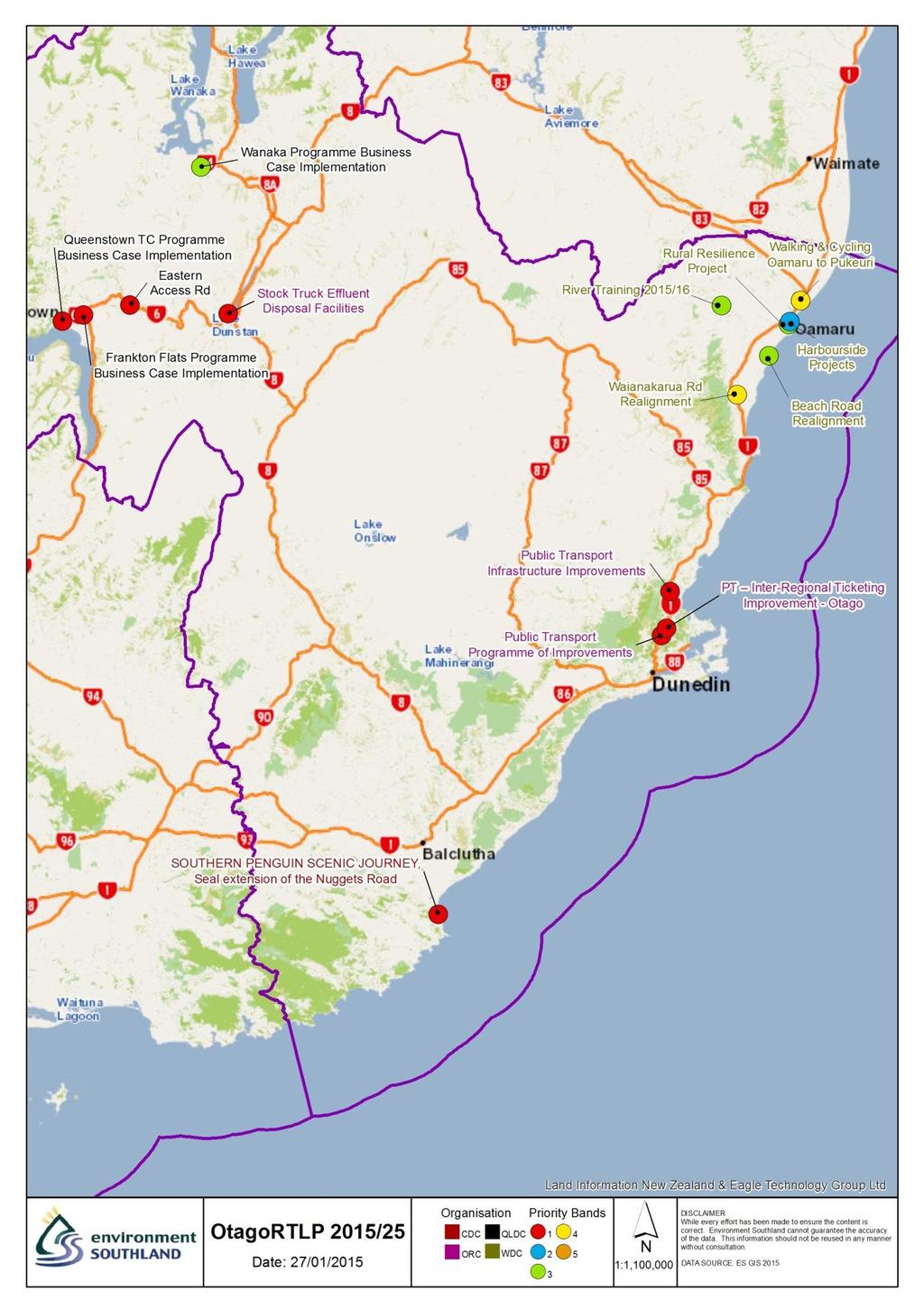 Draft Otago Regional Land Transport Plan 2015 2021 Figure 6: Projects of significance by Clutha